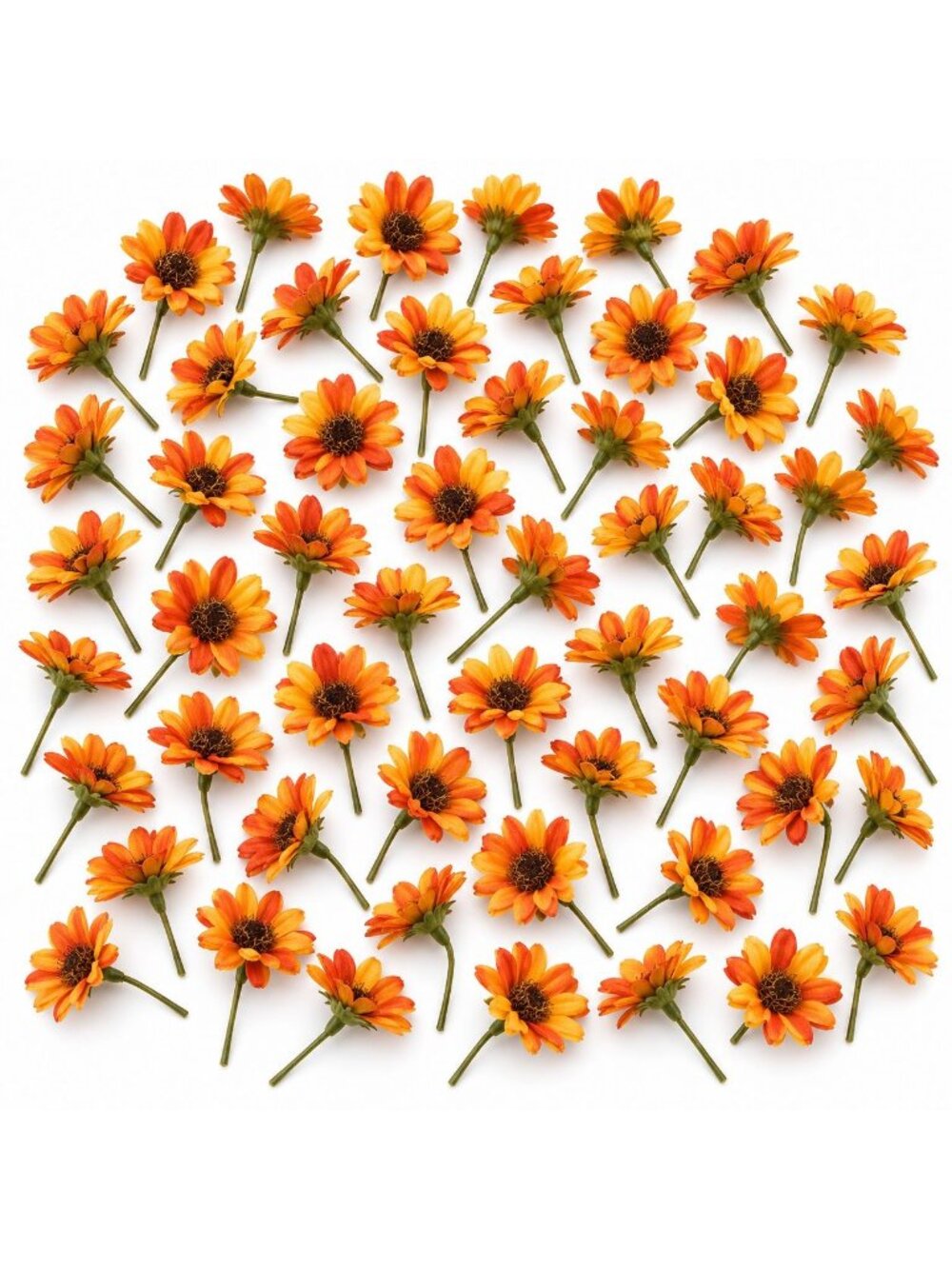 42 Orange Yellow Mini Daisy Flowers 1 Inch Artificial Silk Fall Wreath Supplies